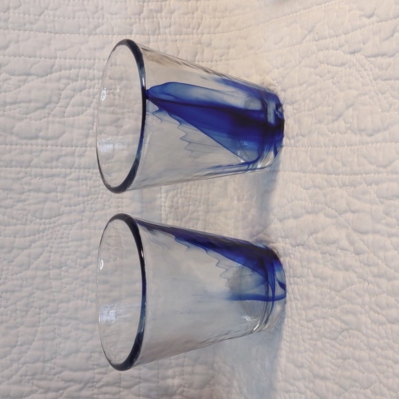 Bormioli Rocco Blue Art Glass High Ball Glasses Set of 2 - Picture 1 of 7